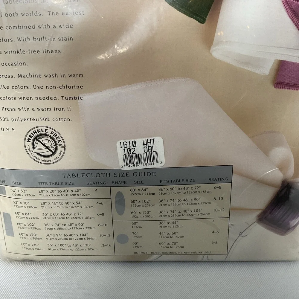 Filene's Tablecloth By Bardwil Off White Oblong 52 X70 Poly Cotton New Old Stock